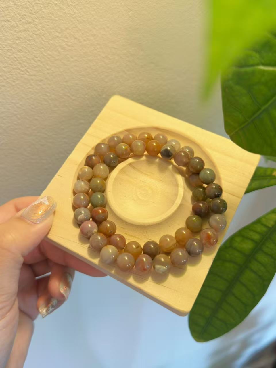 8mm Double Row Old Style Alashan Agate Beads Women Bracelet | Gemstone Jewelry