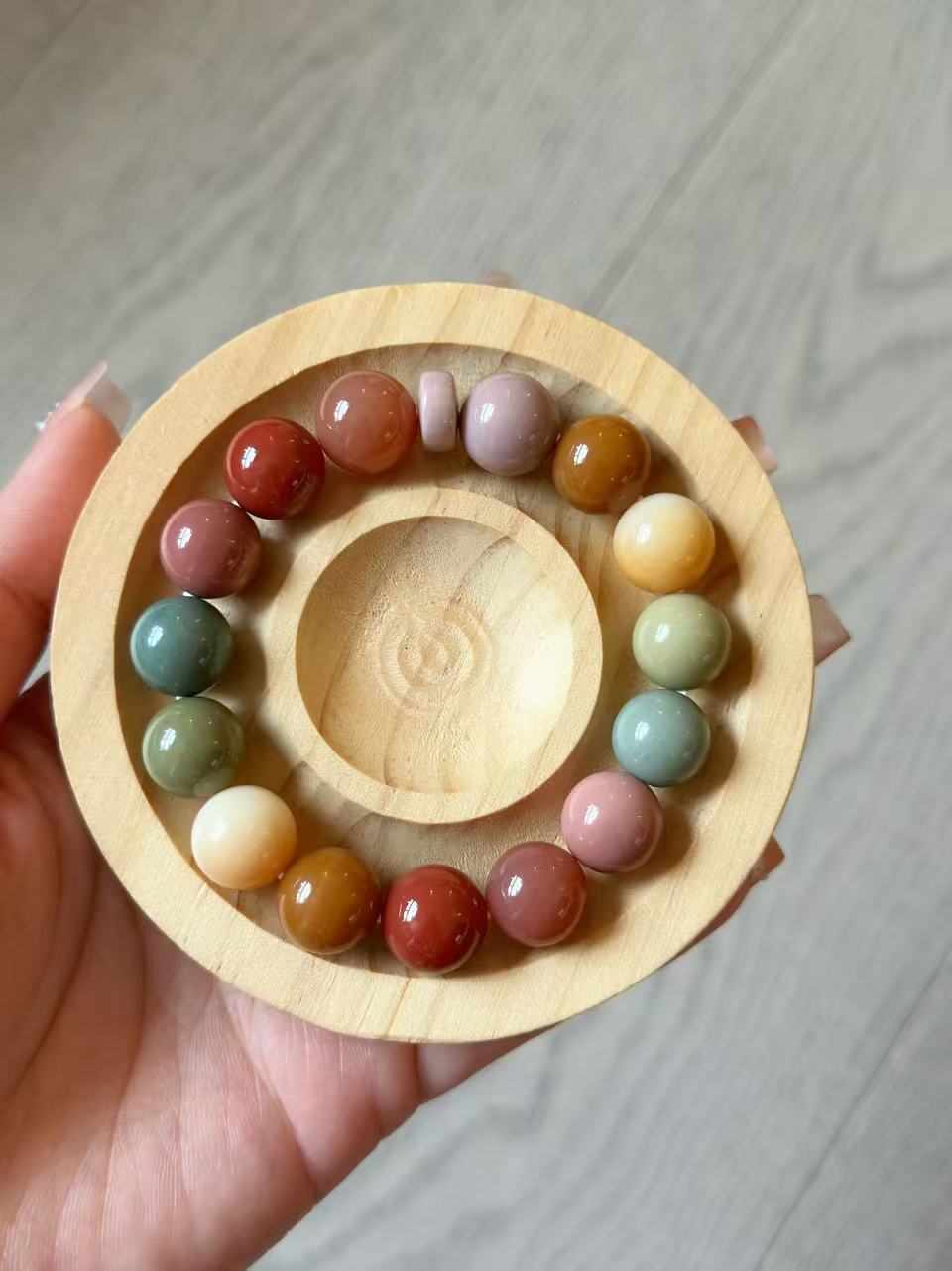 12mm Rainbow Alashan Agate Beads Bracelet | Handmade Jewellery | Gemstone with Charm Accessories | Gift for Her