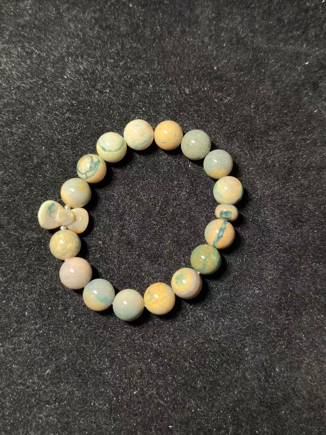 11mm Porcelain Alashan Agate Beads with Charm | Natural Gemstone Jewelry | Handmade Charm Bracelet | DIY | Gift for Her