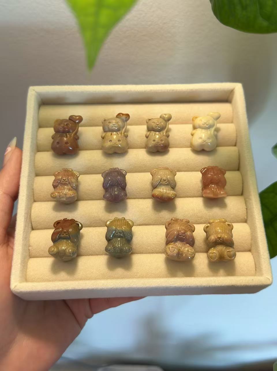 BEAR Alashan Agate Bead Charms | Natural Stone Beads, Mixed Colors & Styles | DIY Jewelry Supplies