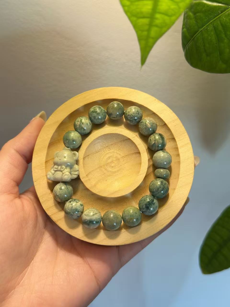 Green Porcelain Alashan Agate Beads Design Bracelet | Natural Gemstone | Handmade Jewelry | Gift for Her