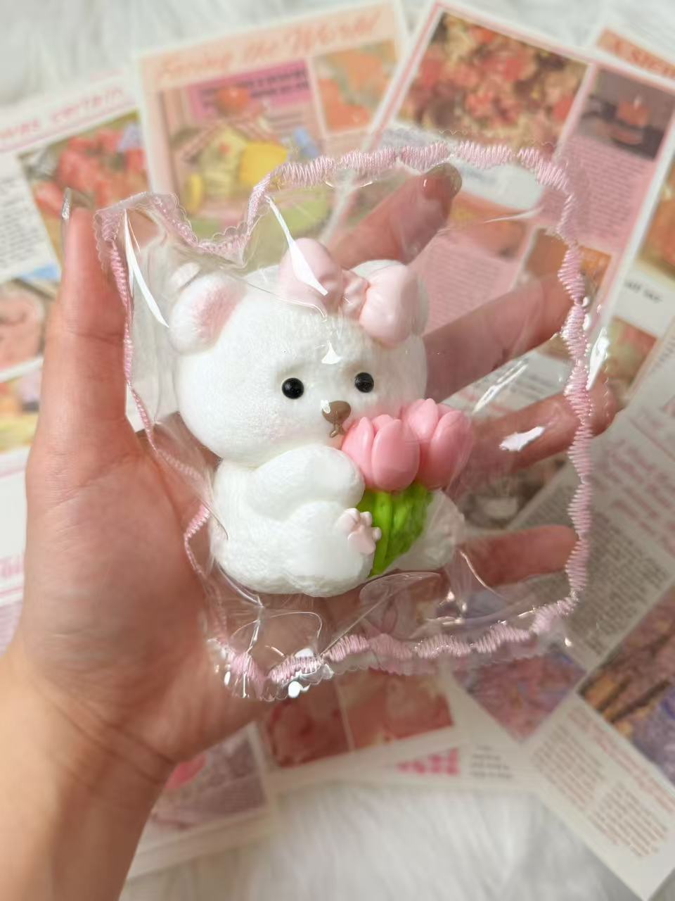 Tulip Bear Handmade Squishy Toy | Stress Reliever | Unique Fun | Handmade Slime Toy | Gift Idea