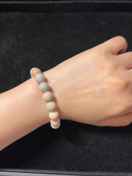10mm Macaron Pastel Alashan Agate Bead Bracelet with Bunny Charm | Handmade Jewelry | Gemstone Accessories | Gift for Her