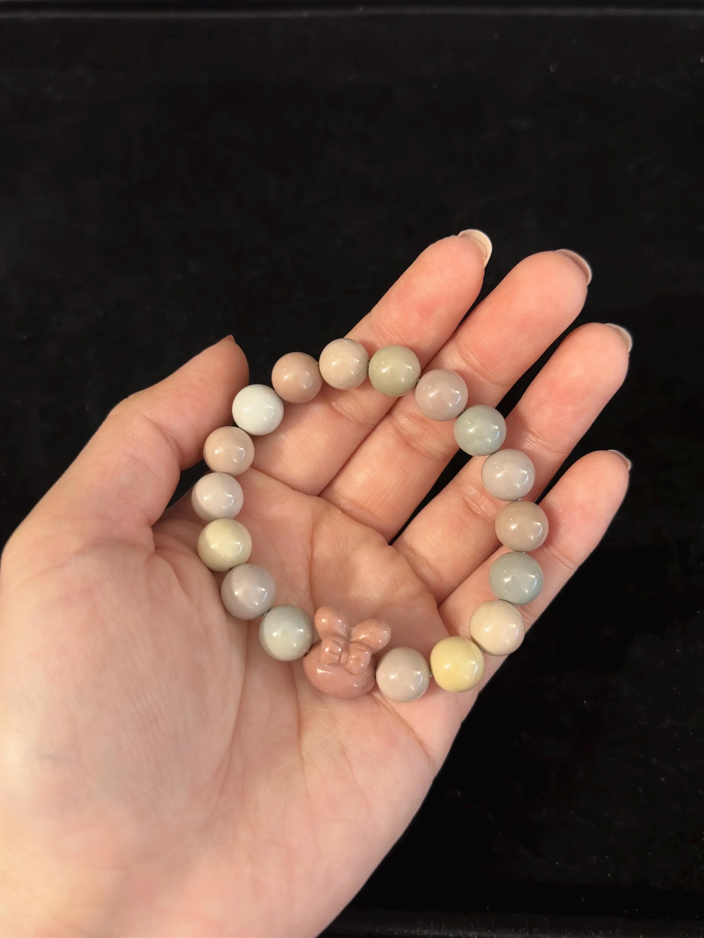 10mm Macaron Pastel Alashan Agate Bead Bracelet with Bunny Charm | Handmade Jewelry | Gemstone Accessories | Gift for Her