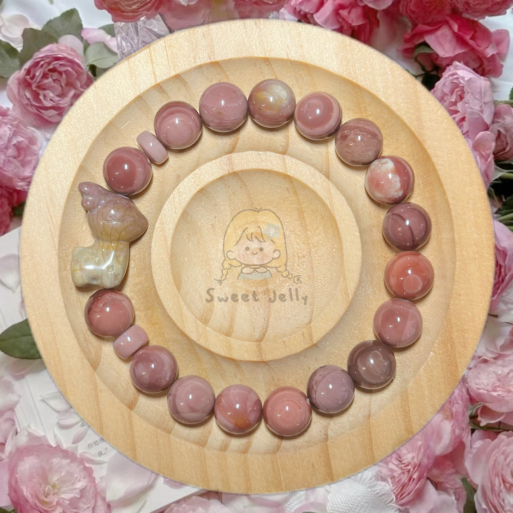 Dry Rose with Deer Charm Alashan Agate DIY Bracelet