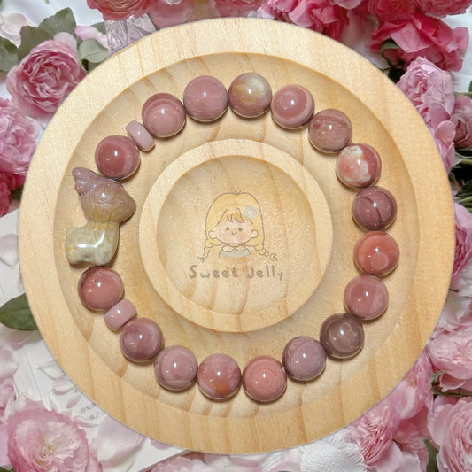 Dry Rose with Deer Charm Alashan Agate DIY Bracelet