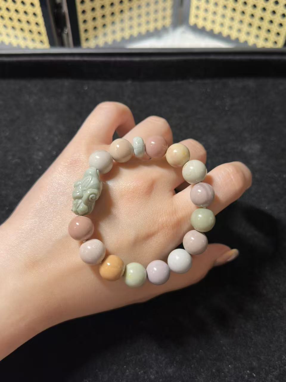 Oil Painting with Fox Charm Alashan Agate