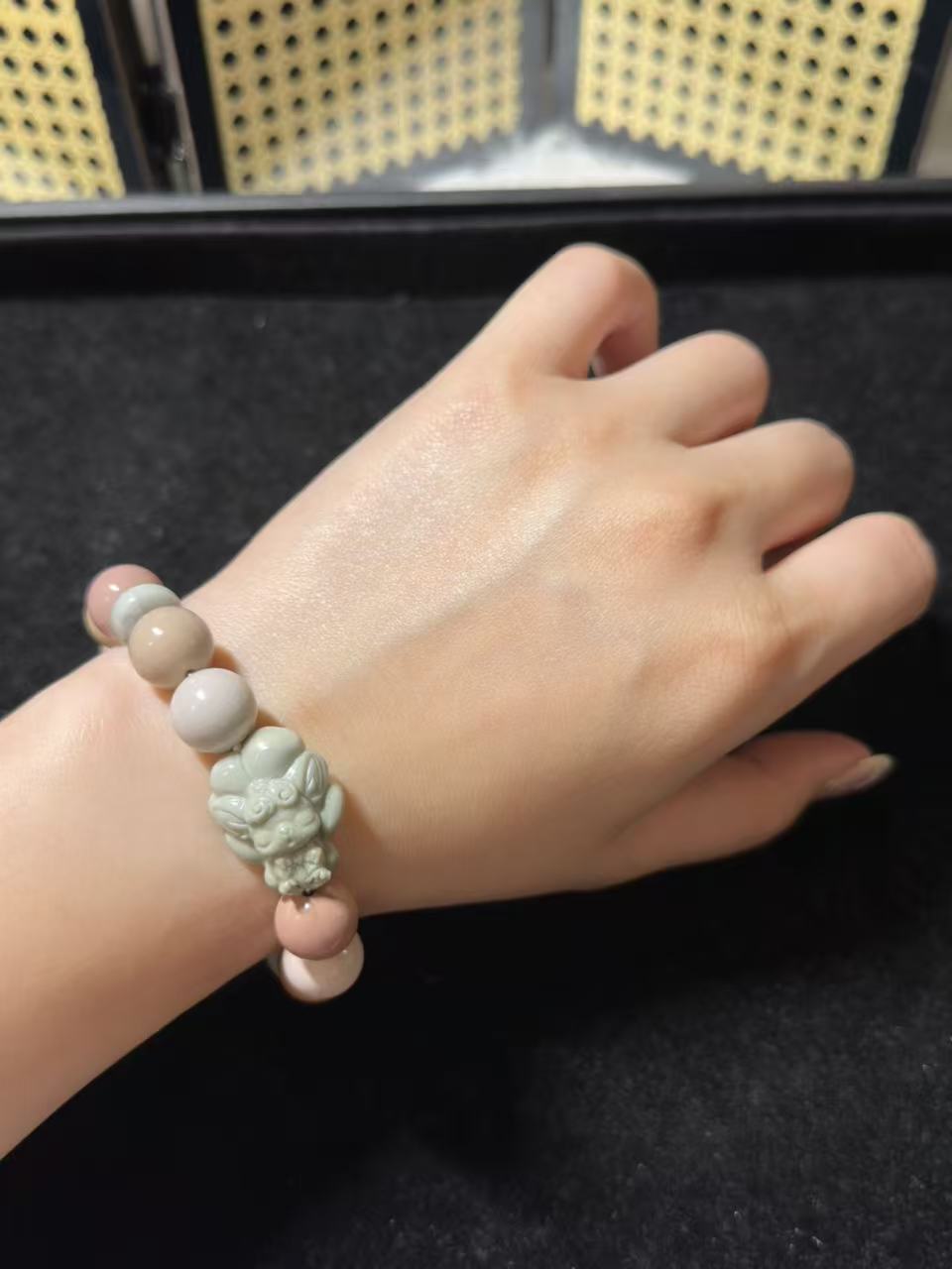 Oil Painting with Fox Charm Alashan Agate