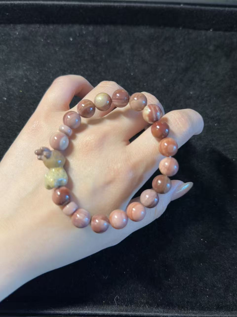 Dry Rose with Deer Charm Alashan Agate DIY Bracelet