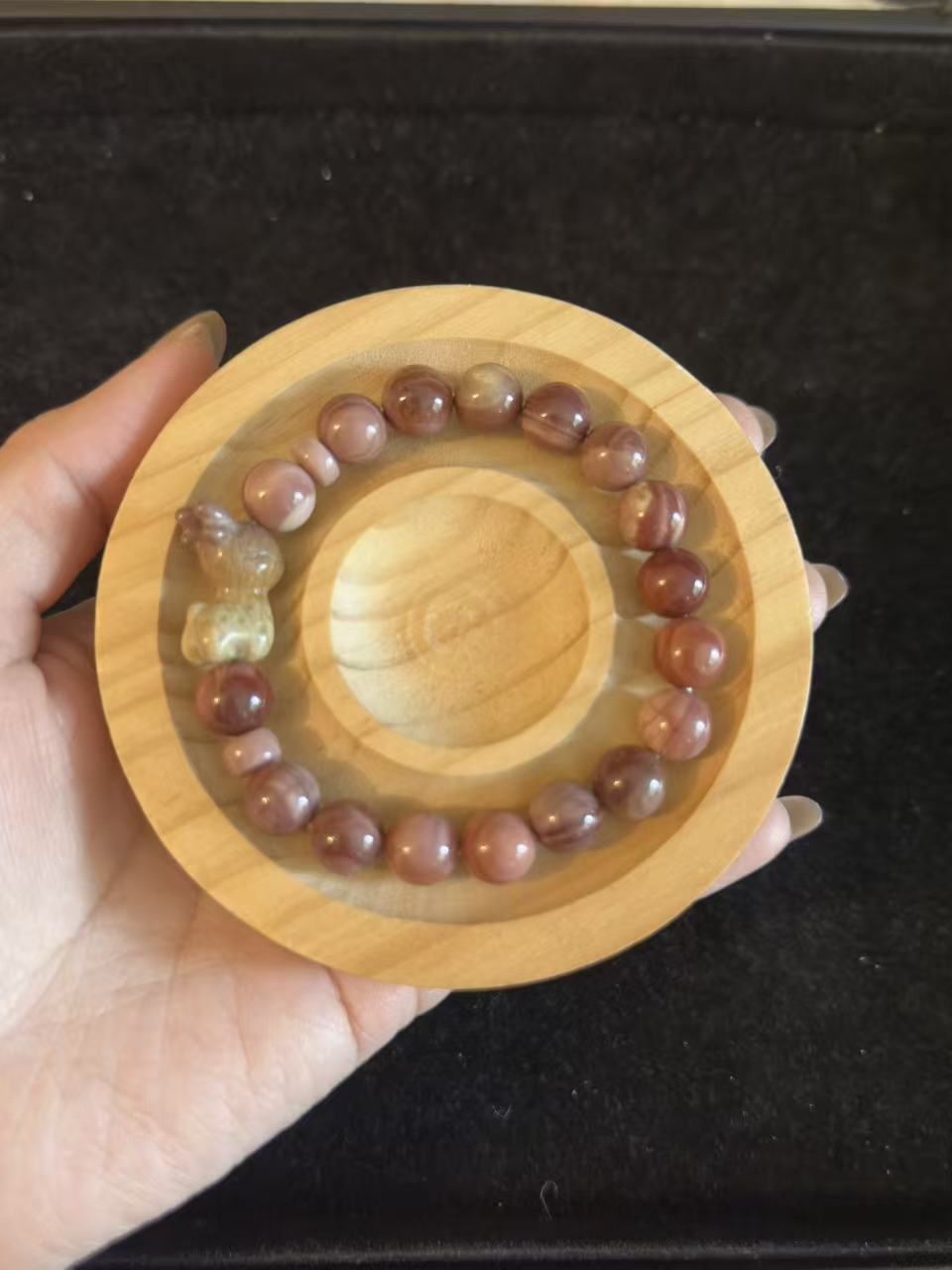 Dry Rose with Deer Charm Alashan Agate DIY Bracelet