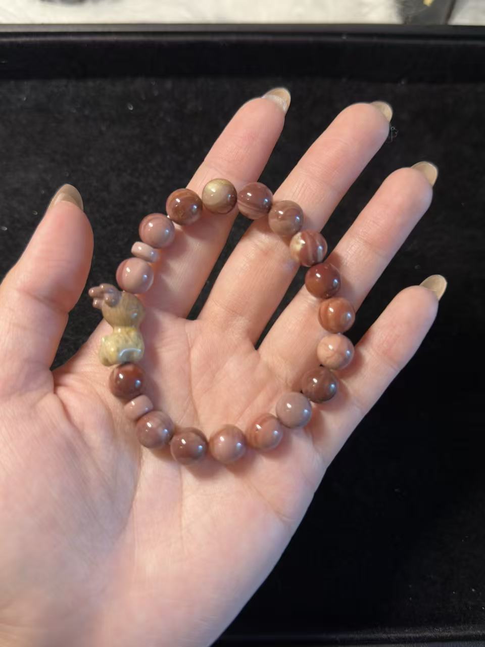 Dry Rose with Deer Charm Alashan Agate DIY Bracelet