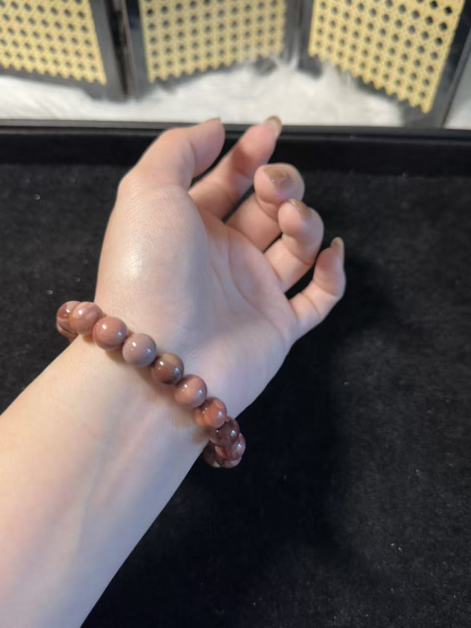 Dry Rose with Deer Charm Alashan Agate DIY Bracelet