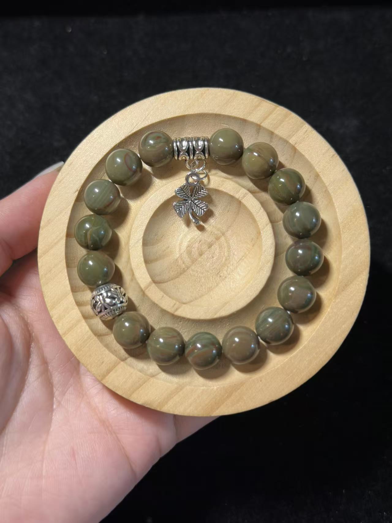 Green Forest Alashan Agate Beads Bracelet