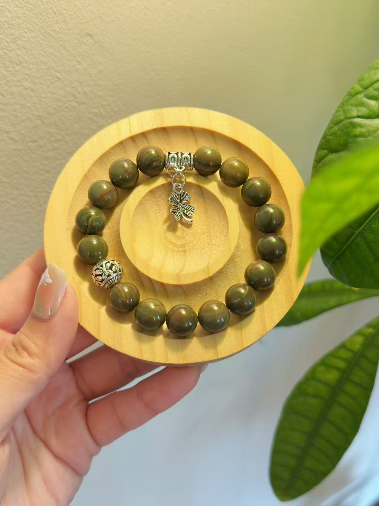 Green Forest Alashan Agate Beads Bracelet