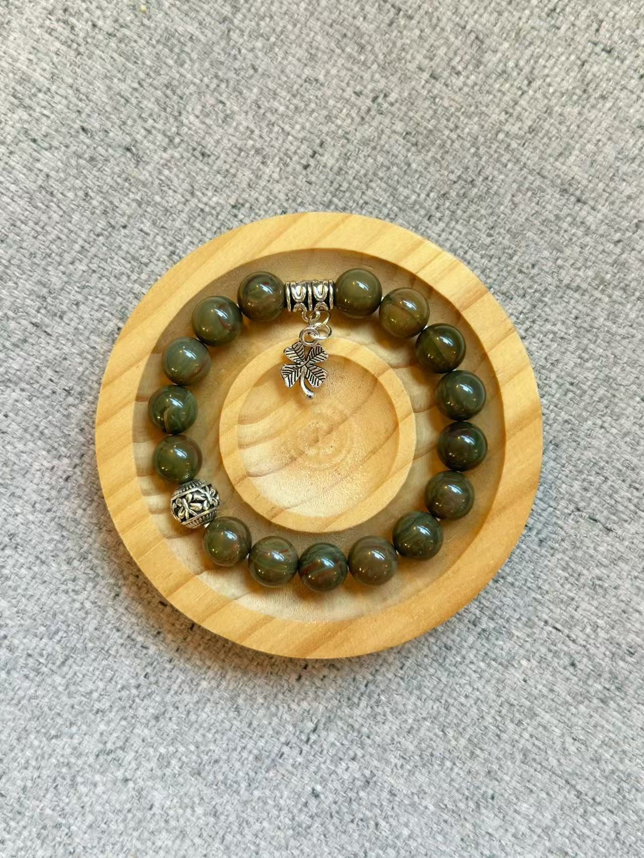 Green Forest Alashan Agate Beads Bracelet