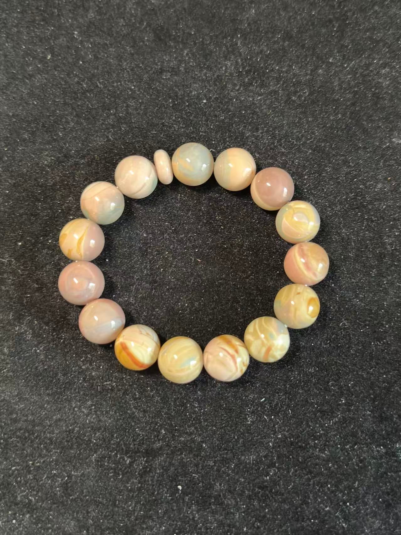 Dreamlike Alashan Agate Bead  Bracelet Gift for Her | Gemstone Natural Textured Stones Handmade Jewelry