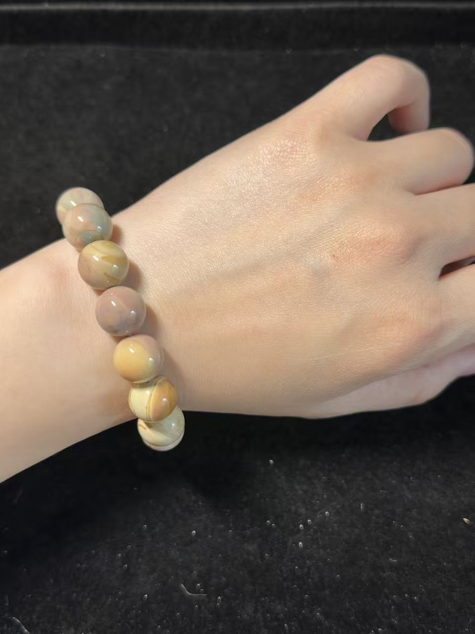 Dreamlike Alashan Agate Bead  Bracelet Gift for Her | Gemstone Natural Textured Stones Handmade Jewelry