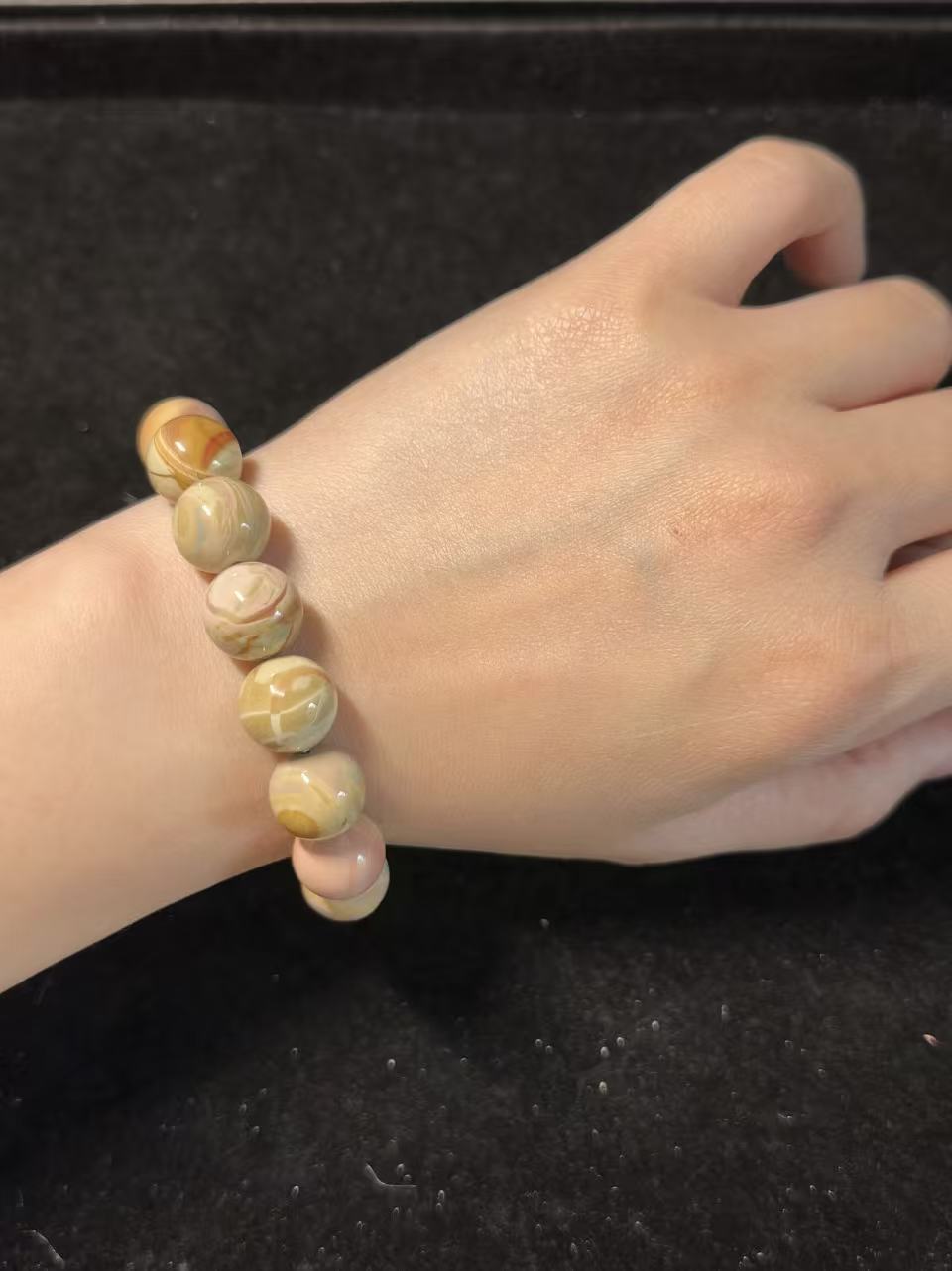 Dreamlike Alashan Agate Bead  Bracelet Gift for Her | Gemstone Natural Textured Stones Handmade Jewelry