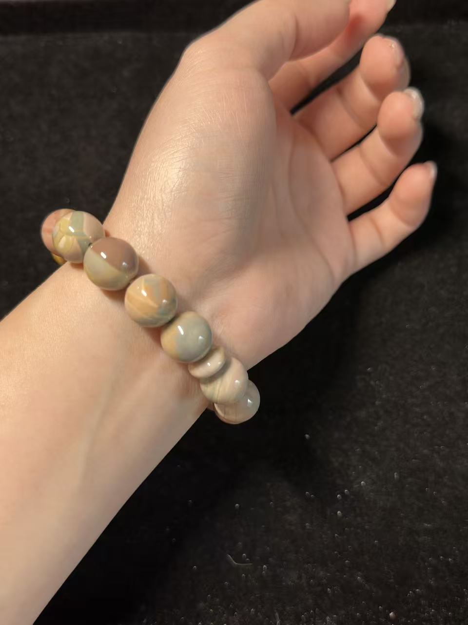 Dreamlike Alashan Agate Bead  Bracelet Gift for Her | Gemstone Natural Textured Stones Handmade Jewelry