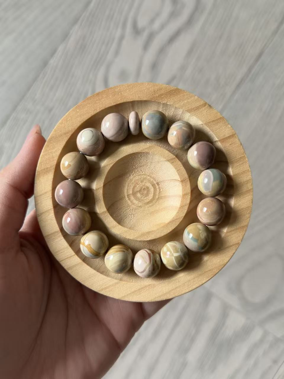 Dreamlike Alashan Agate Bead  Bracelet Gift for Her | Gemstone Natural Textured Stones Handmade Jewelry