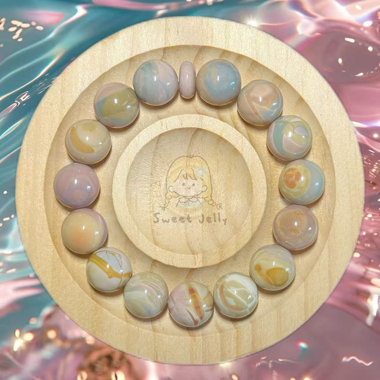 Dreamlike Alashan Agate Bead  Bracelet Gift for Her | Gemstone Natural Textured Stones Handmade Jewelry