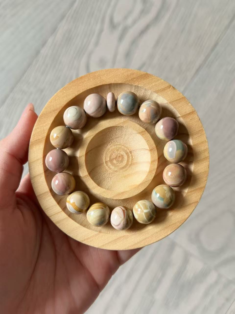 Dreamlike Alashan Agate Bead  Bracelet Gift for Her | Gemstone Natural Textured Stones Handmade Jewelry