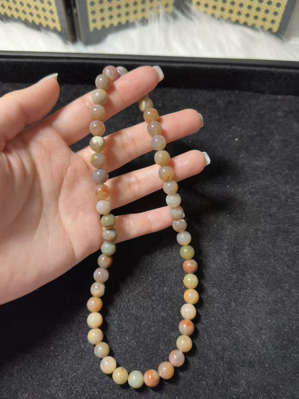 8mm Double Row Old Style Alashan Agate Beads Women Bracelet | Gemstone Jewelry