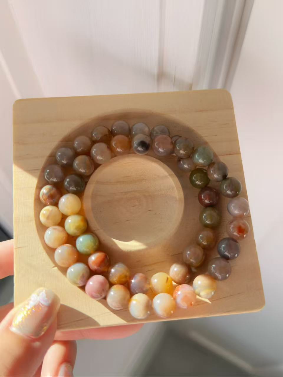 8mm Double Row Old Style Alashan Agate Beads Women Bracelet | Gemstone Jewelry