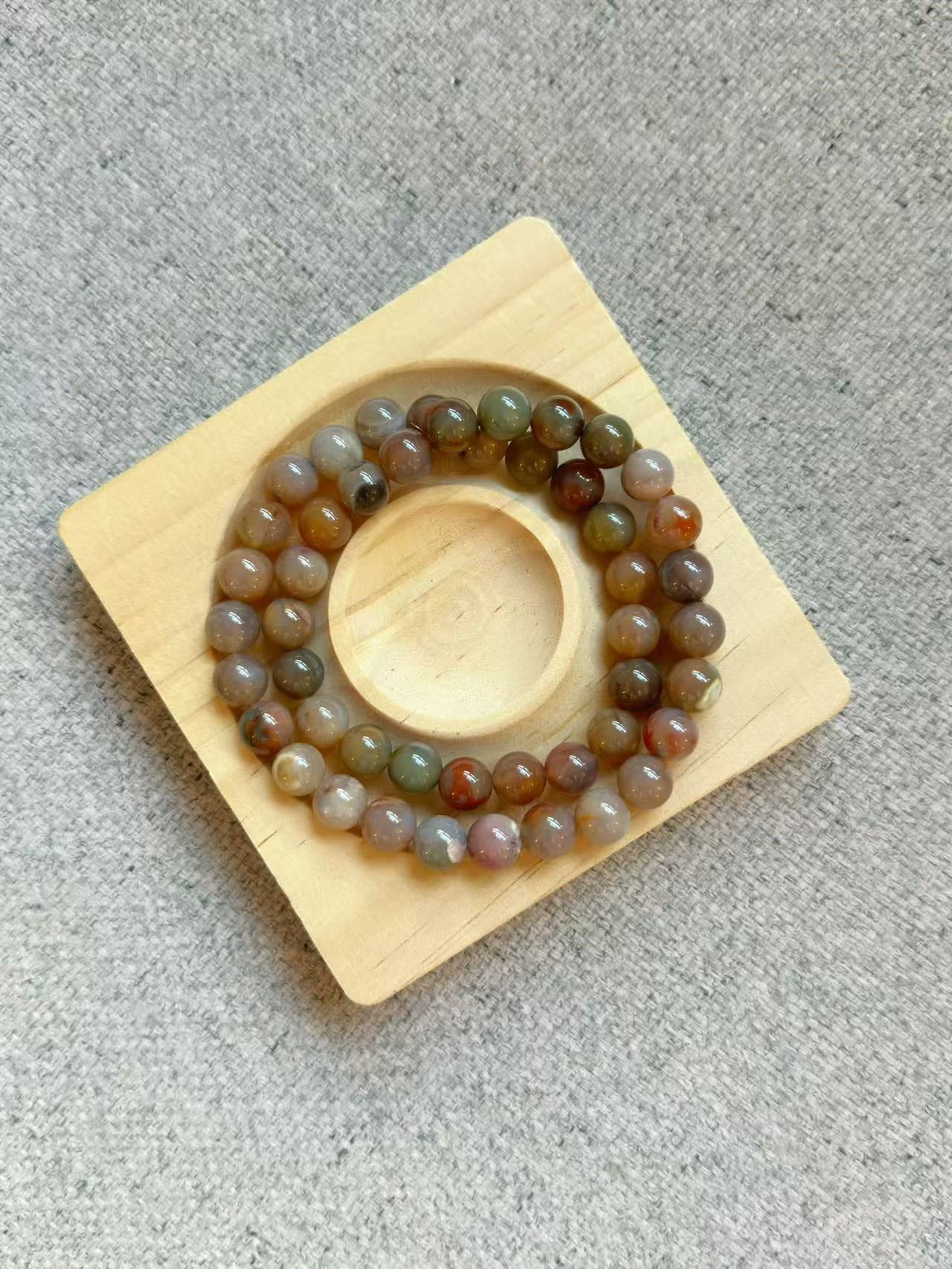8mm Double Row Old Style Alashan Agate Beads Women Bracelet | Gemstone Jewelry