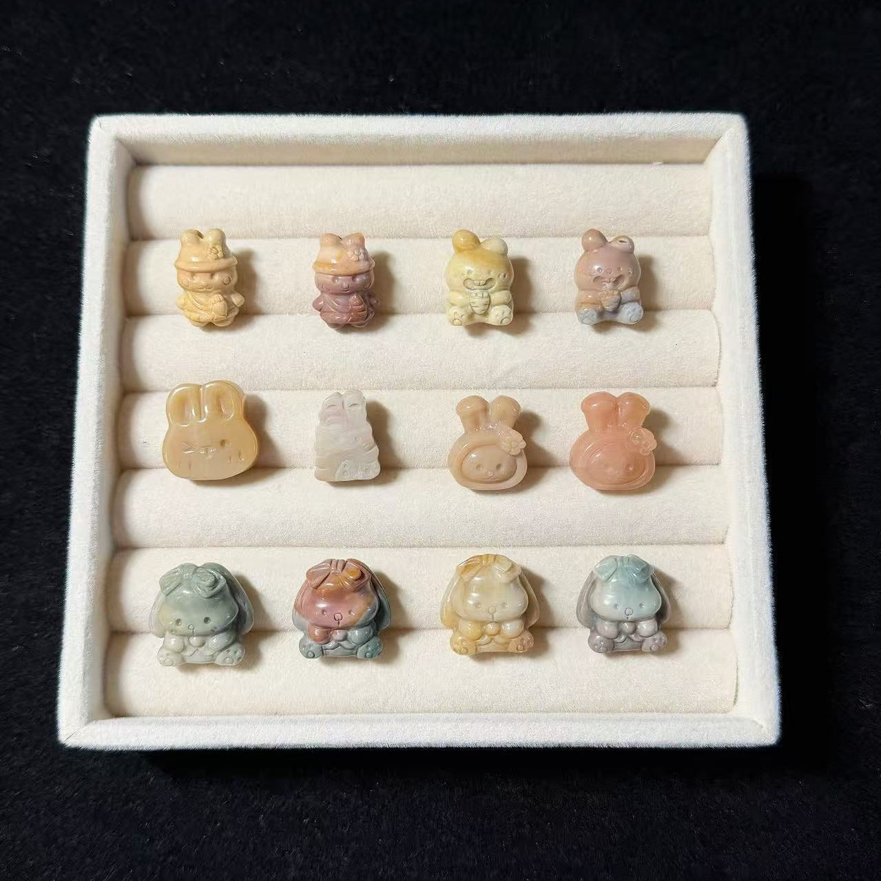 RABBIT 2 Alashan Agate Bead Charms | Natural Stone Beads, Mixed Colors & Styles | DIY Jewelry Supplies