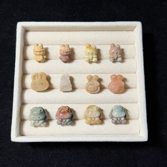 RABBIT 2 Alashan Agate Bead Charms | Natural Stone Beads, Mixed Colors & Styles | DIY Jewelry Supplies