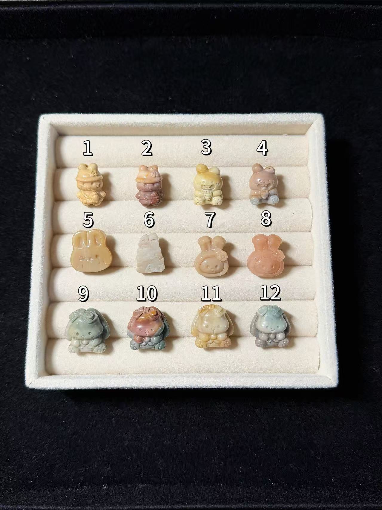 RABBIT 2 Alashan Agate Bead Charms | Natural Stone Beads, Mixed Colors & Styles | DIY Jewelry Supplies