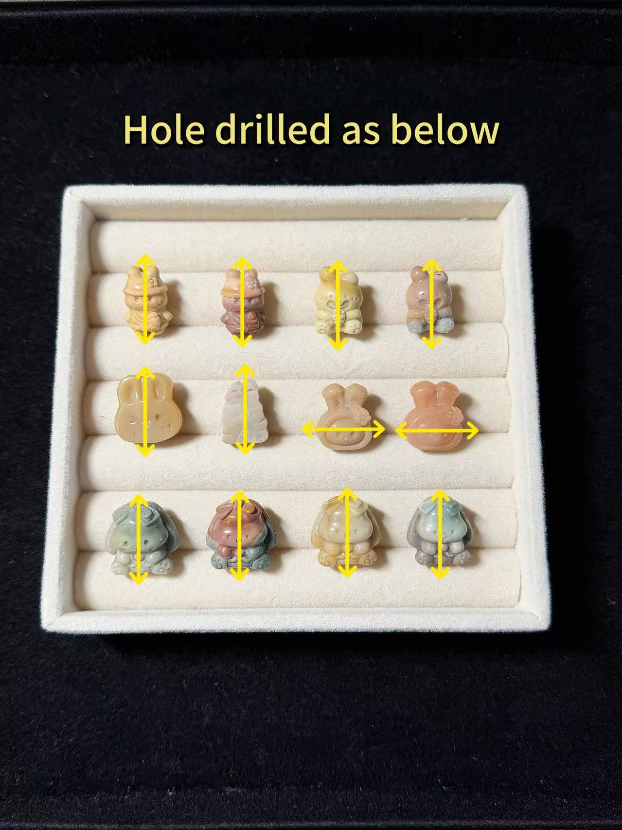 RABBIT 2 Alashan Agate Bead Charms | Natural Stone Beads, Mixed Colors & Styles | DIY Jewelry Supplies