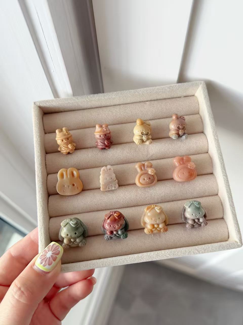 RABBIT 2 Alashan Agate Bead Charms | Natural Stone Beads, Mixed Colors & Styles | DIY Jewelry Supplies