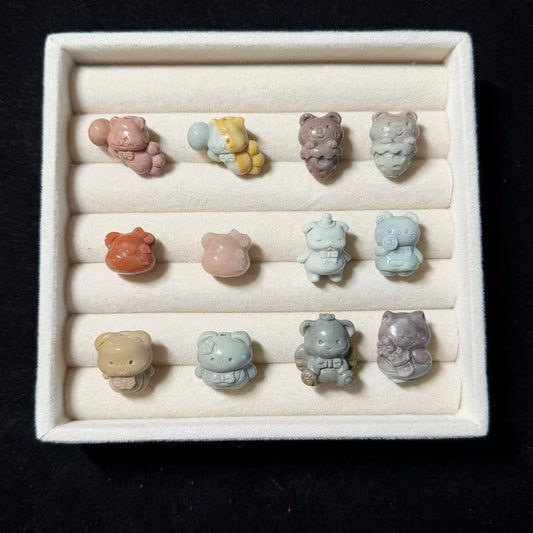 BEAR 3 Alashan Agate Bead Charms | Natural Stone Beads, Mixed Colors & Styles | DIY Jewelry Supplies