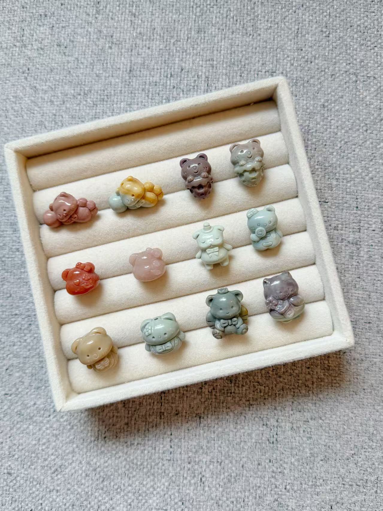 BEAR 3 Alashan Agate Bead Charms | Natural Stone Beads, Mixed Colors & Styles | DIY Jewelry Supplies