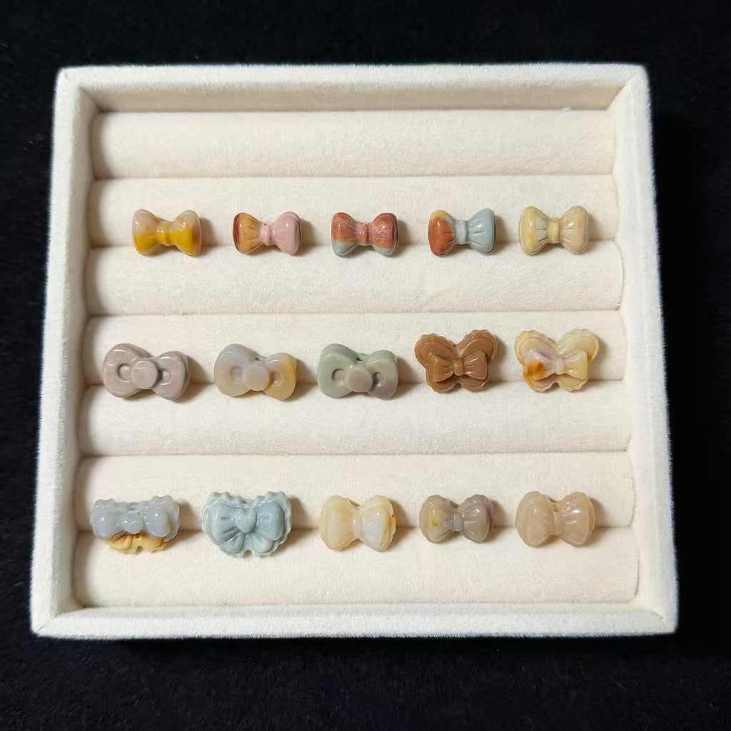 BOWKNOT 3 Alashan Agate Bead Charms | Natural Stone Beads, Mixed Colors & Styles | DIY Jewelry Supplies