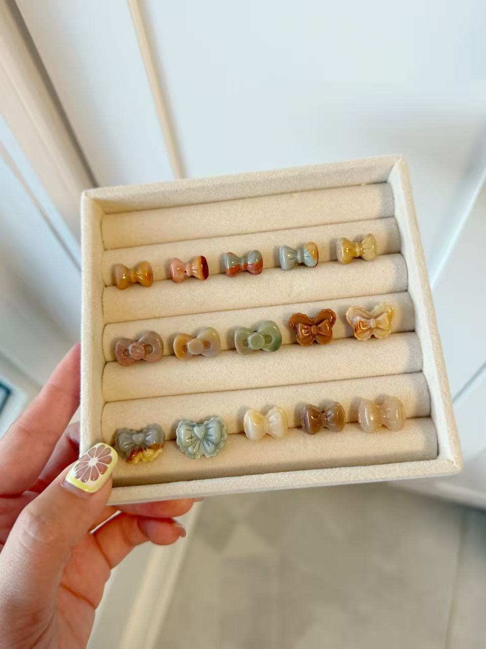 BOWKNOT 3 Alashan Agate Bead Charms | Natural Stone Beads, Mixed Colors & Styles | DIY Jewelry Supplies