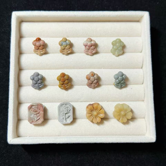 FLOWER Alashan Agate Bead Charms | Natural Stone Beads, Mixed Colors & Styles | DIY Jewelry Supplies