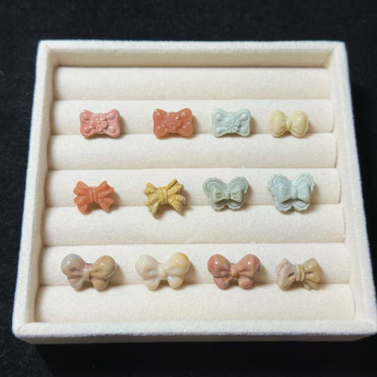 BOWKNOT 2 Alashan Agate Bead Charms | Natural Stone Beads, Mixed Colors & Styles | DIY Jewelry Supplies