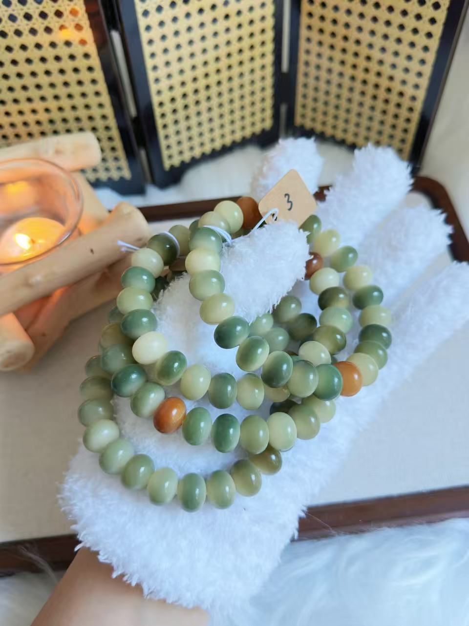 13mm玉化算盘 Bodhi Root Bracelet | Prayer Beads | Handmade Bracelet | Natural Bodhi Root