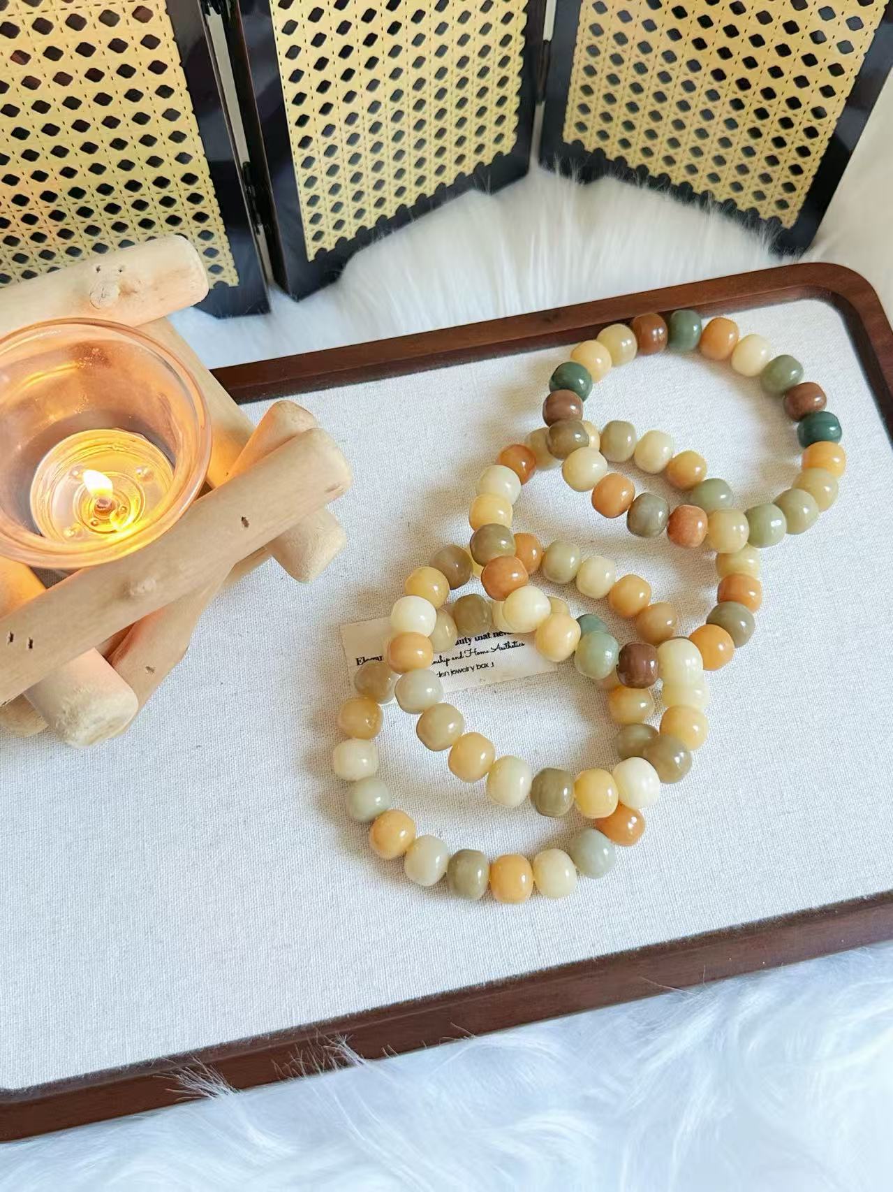 12mm汉堡珠 Bodhi Root Bracelet | Prayer Beads | Handmade Bracelet | Natural Bodhi Root