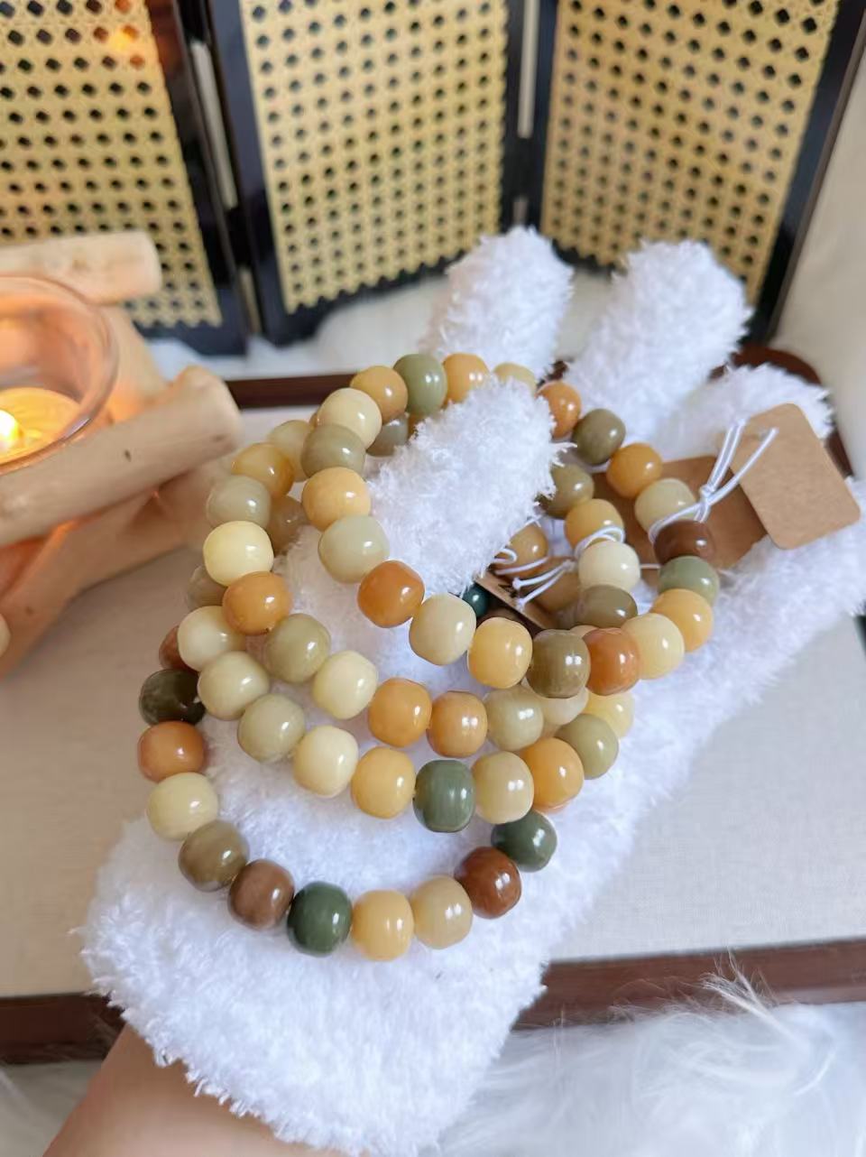 12mm汉堡珠 Bodhi Root Bracelet | Prayer Beads | Handmade Bracelet | Natural Bodhi Root