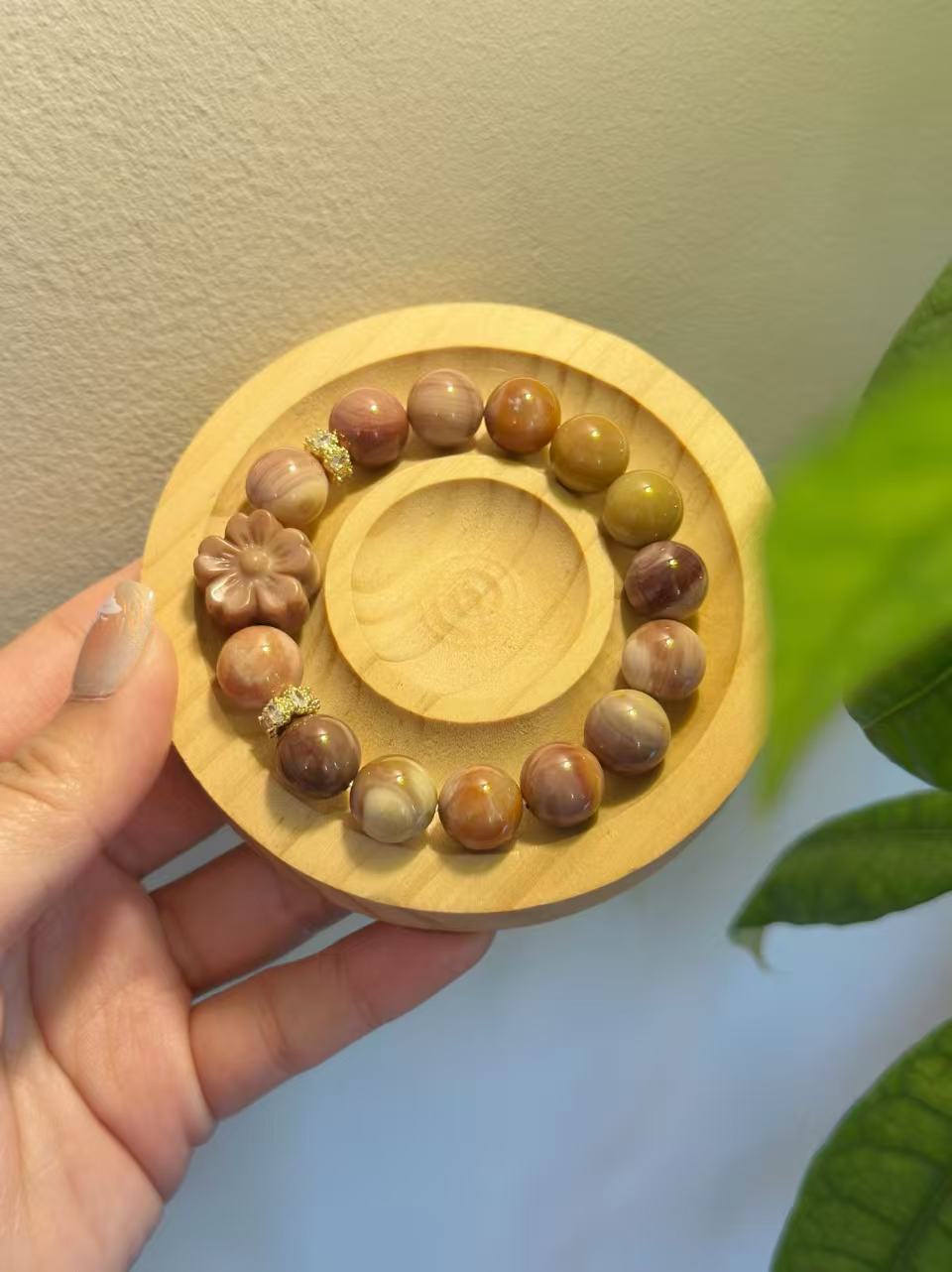 11mm Grape Alashan Agate Bead Bracelet with Flower Charm Birthday Gift | Natural stone Handmade Bracelet | Energy Bracelet Gift for Her