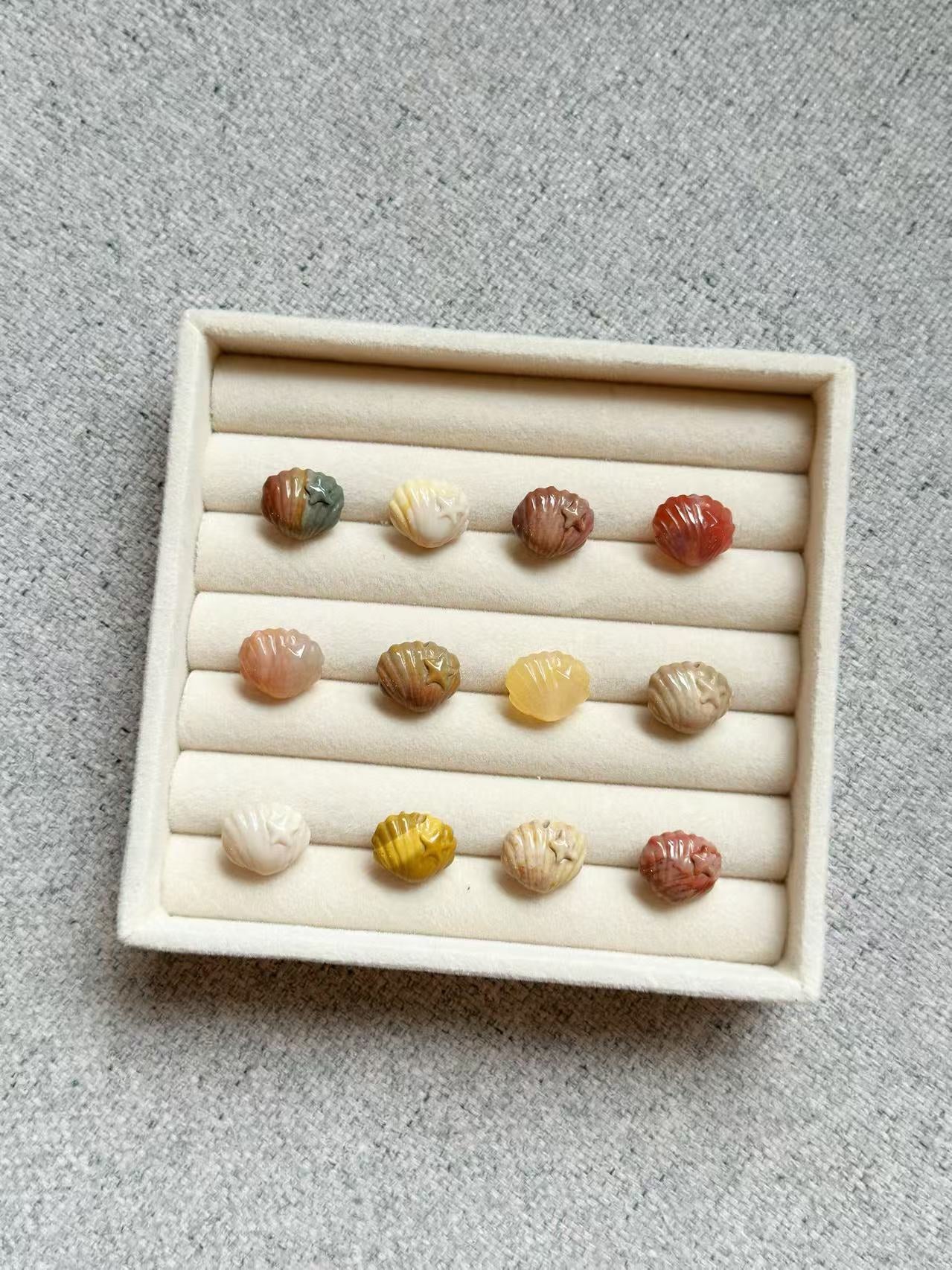 SHELL Alashan Agate Bead Charms | Natural Stone Beads, Mixed Colors & Styles | DIY Jewelry Supplies