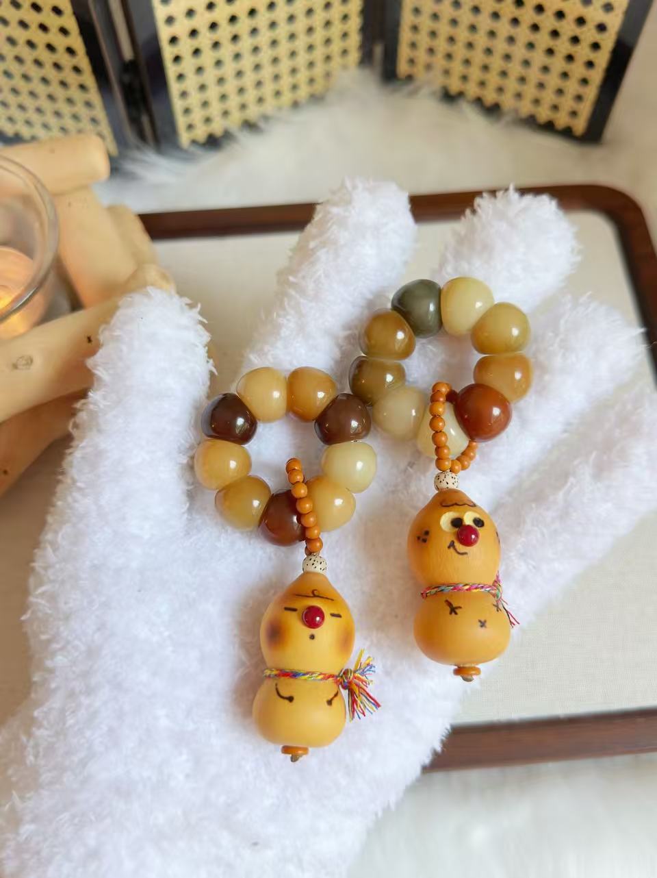 Bodhi Root Handheld 浓郁多宝蒜瓣大肠 | Prayer Beads | Handmade Stress Relieve Toy | Natural Bodhi Root