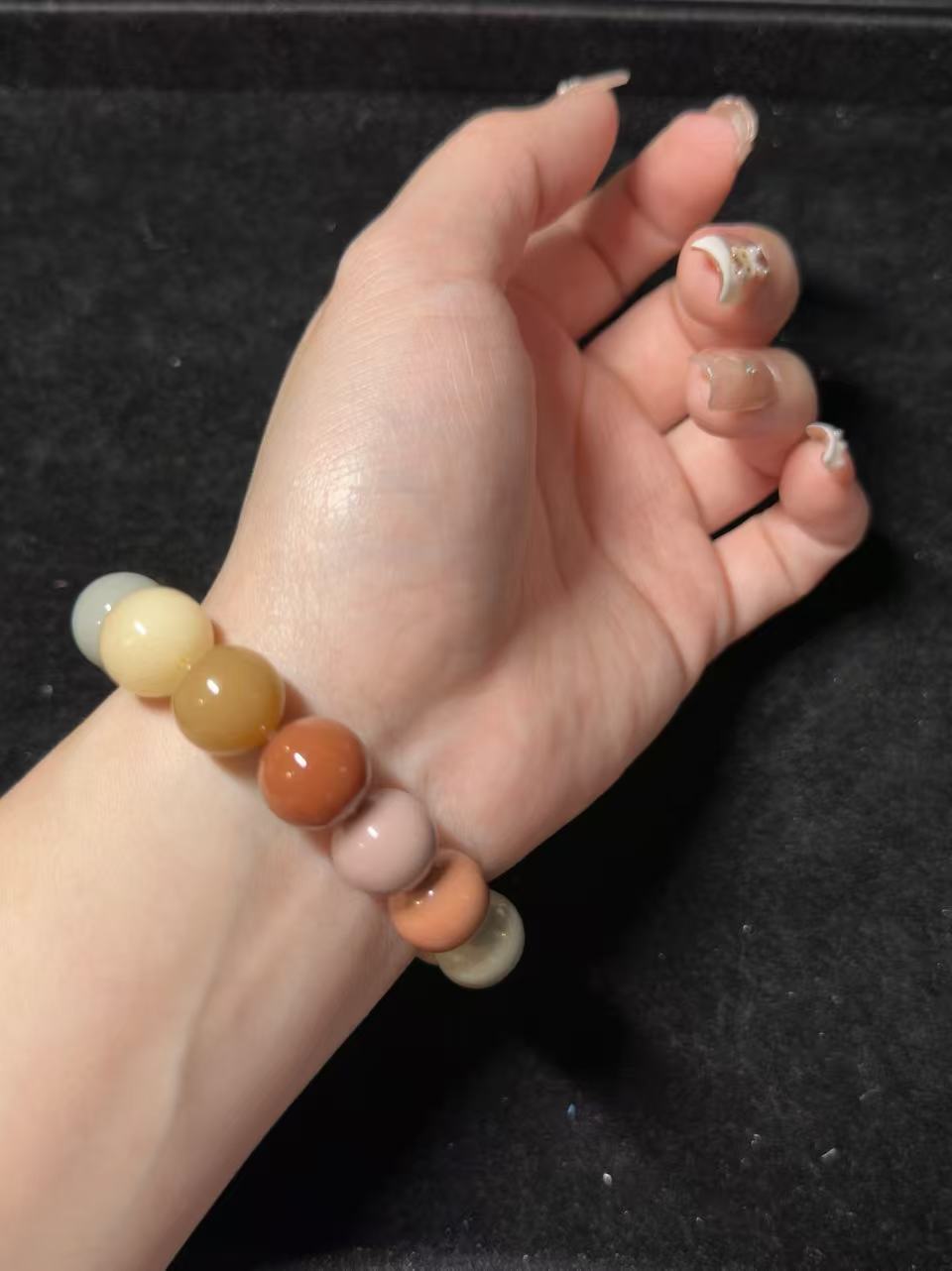 12mm Rainbow Alashan Agate Bead Bracelet | Handmade Jewellery | Gemstone with Charm Accessories | Gift for Her