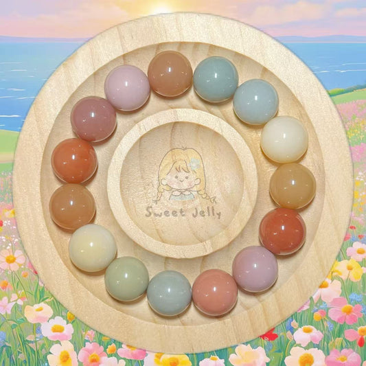 12mm Rainbow Alashan Agate Bead Bracelet | Handmade Jewellery | Gemstone with Charm Accessories | Gift for Her