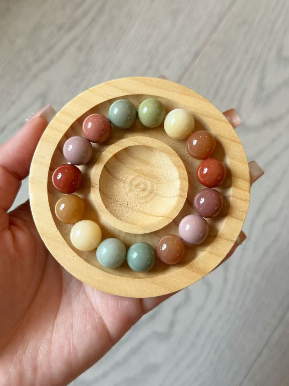 12mm Rainbow Alashan Agate Bead Bracelet | Handmade Jewellery | Gemstone with Charm Accessories | Gift for Her