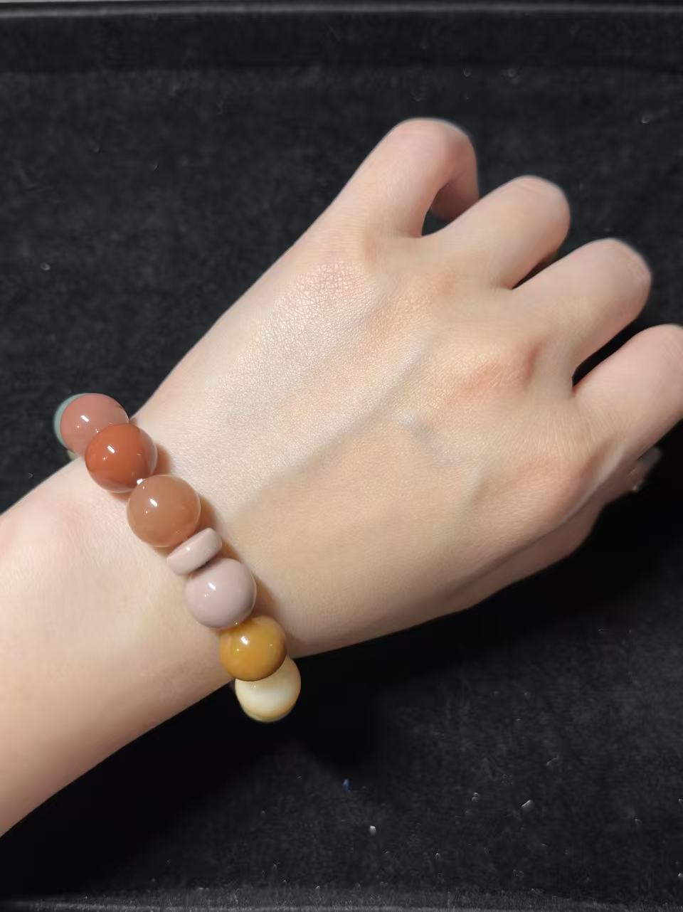 12mm Rainbow Alashan Agate Beads Bracelet | Handmade Jewellery | Gemstone with Charm Accessories | Gift for Her